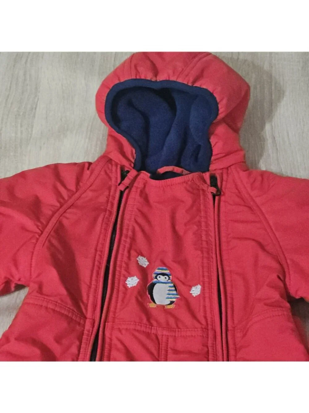 Vintage Ll Bean Baby Size 12-18 Months Snowsuit Red Embroidered Penguin Retro